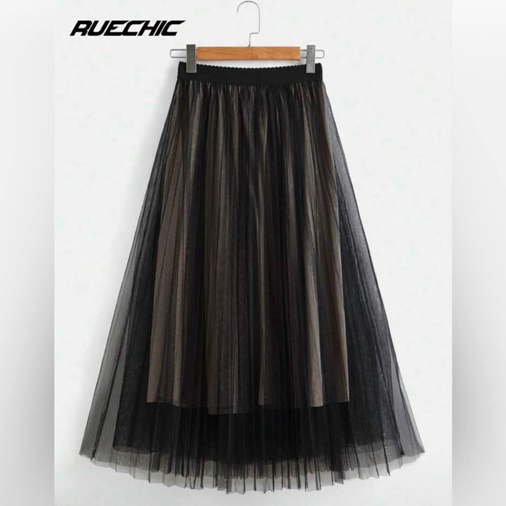 SHEIN Sheer Mesh Black Sheer Maxi Skirt Size M